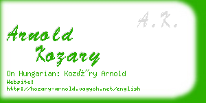 arnold kozary business card